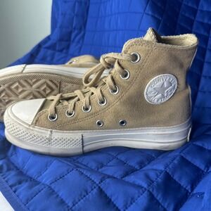 Converse CTAS Lift Platform Hi Suede Nomad Khaki A03250C Wmns 5 Tan Beige